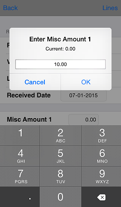 Miscellaneous Charges in Receivings